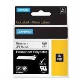 Dymo 1868809 XTL 6 mm x 2.7 mt Isıyla Küçülen Beyaz Üzerine Siyah Şerit