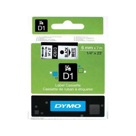 Dymo 43613 Beyaz-Siyah D1 6 mm x 7 m Muadil Yedek Şerit