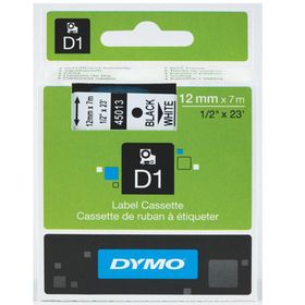 Dymo 45013 12 mm x 7 m Siyah-Beyaz Plastik Etiket