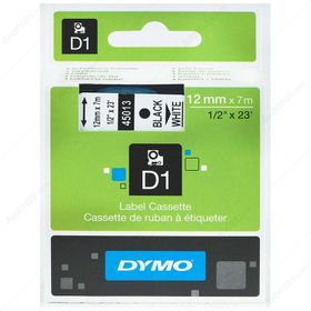 Dymo 45013 12 mm x 7 m Siyah-Beyaz Plastik Etiket