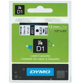Dymo 45013 12 mm x 7 m Siyah-Beyaz Plastik Etiket