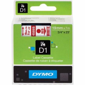Dymo 45805 19 mm 7 mt Standart Beyaz Üzerine Kırmızı D1 Şerit