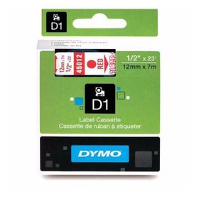 Dymo 720520-45012 D1 Şeffaf-Kırmızı 12x7 m Şerit