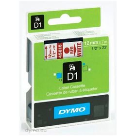 Dymo D1 45015 Beyaz-Kırmızı 12 mm 7 m Yedek Şerit