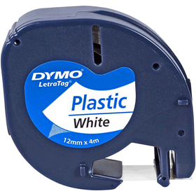 Dymo Letratag 12 mm x 4 m Beyaz Plastik Etiket
