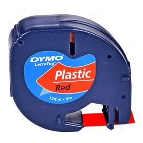 Dymo Letratag 12 mm x 4 m Kırmızı Plastik Etiket