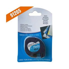 Dymo Letratag 59426 91205 12 mm 4 m Plastik Mavi Üstüne Siyah Muadil Etiket