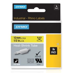 Dymo Rhinopro 18432 Sarı Siyah 12 mm x 5.5 mt Renkli Vinil Şerit