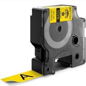 Dymo Rhinopro 18433 Sarı Siyah 19 mm 5.5 mt Renkli Vinil Şerit