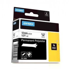 Dymo Rhinopro 18483 Beyaz Siyah 12 mm x 5.5 mt Polyester Şerit