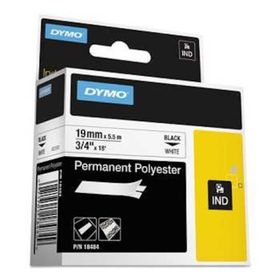 Dymo Rhinopro 18484 Beyaz Siyah 19 mm x 5.5 mt Polyester Şerit