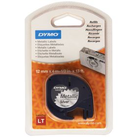 Dymo S0721730 LetraTag 12 mm x 4 mt Gri Metalik Şerit