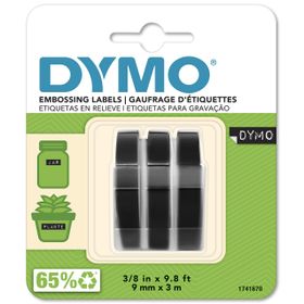 Dymo S0847730 3D Plastik Kabartma Şerit 9 mm x 3 mt 3'lü Siyah Bant