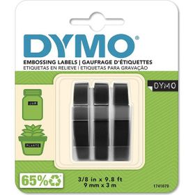 Dymo S0847730 3D Plastik Kabartma Şerit 9 mm x 3 mt 3'lü Siyah Bant