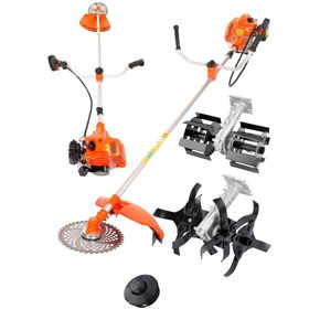 Dynamic DYNAM-2P Max 9 Hp Yan Tipi Benzinli Motorlu Ot Çalı Tırpanı Çim Biçme Makinesi Tırpan 2 Adet Çapalama Aparat
