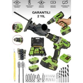 Dynamic Max 2'li Set 780RP Bakır Sargı Darbeli Şarjlı Vidalama Tilki Testere Metal Şanzıman Yeşil Matkap