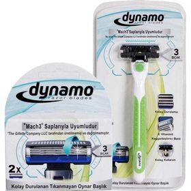 Dynamo Mach 3 2'li 3 Bıçaklı Tüm Cilt Tipleri için Tıraş Bıçağı ve Yedeği