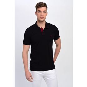 Dynamo T621 Erkek Siyah Polo Yaka Likralı T-shirt