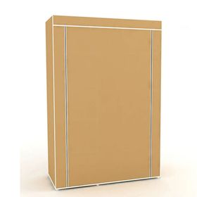 Dzgn Home Tek Yandan Raflı Bej Plastik Pvc Profilli Kumaş Bez Dolap Gardrop