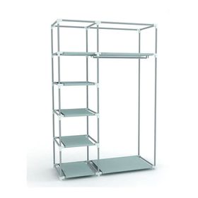 Dzgn Home Tek Yandan Raflı Siyah Plastik Pvc Profilli Kumaş Bez Dolap Gardrop