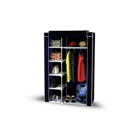 Dzgn Home Tek Yandan Raflı Siyah Plastik Pvc Profilli Kumaş Bez Dolap Gardrop