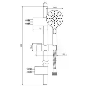 E.C.A 102146093C1 Purity Plus 3 Fonksiyonlu Mat Siyah Hareketli Sürgülü El Duşu Takımı