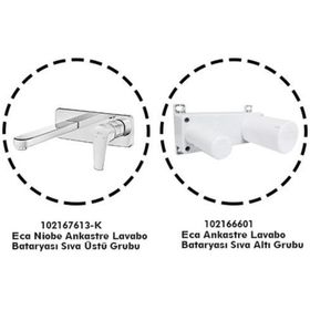 E.C.A 102167613-K+102166601 Niobe Krom Ankastre Gömme Lavabo Bataryası Set