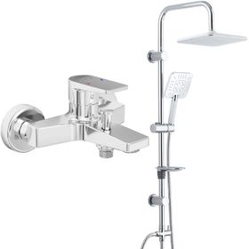 E.C.A Dalia Banyo Bataryası + T-May Banyo Çamlıca Kare Tepe Paslanmaz Krom Duş Seti