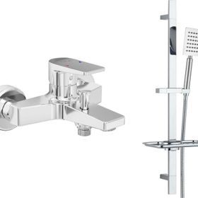 E.C.A. Dalia T-MAY Sart Mat Inox Kare Borulu Hareketli Sürgülü Banyo Bataryası ve Duş Seti