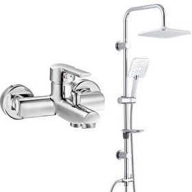 E.C.A Delta Banyo Bataryası + T-May Banyo Çamlıca Kare Tepe Paslanmaz Krom Duş Seti