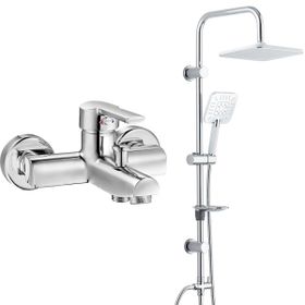 E.C.A Delta Banyo Bataryası + T-May Banyo Çamlıca Kare Tepe Paslanmaz Krom Duş Seti