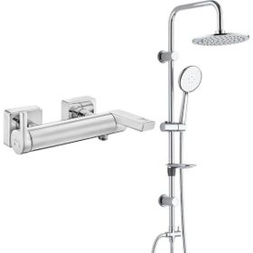 E.C.A Icon Banyo Bataryası + T-May Banyo Bostan Oval Tepe Paslanmaz Krom Duş Seti