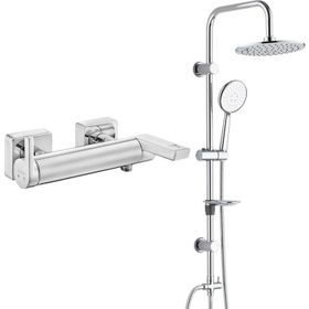 E.C.A Icon Banyo Bataryası + T-May Banyo Bostan Oval Tepe Paslanmaz Krom Duş Seti
