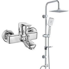 E.C.A Luna Banyo Bataryası + T-May Banyo Belen Kare Tepe Paslanmaz Krom Duş Seti