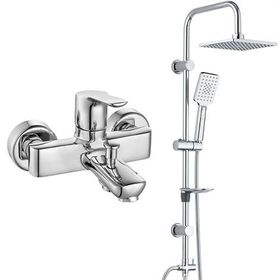 E.C.A Luna Banyo Bataryası + T-May Banyo Belen Kare Tepe Paslanmaz Krom Duş Seti