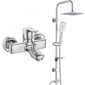 E.C.A Luna Banyo Bataryası + T-May Banyo Belen Kare Tepe Paslanmaz Krom Duş Seti