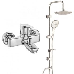E.C.A Luna Banyo Bataryası ve T-May Paslanmaz Krom Banyo Ayvacık Elips Tepe Duş Takımı Seti