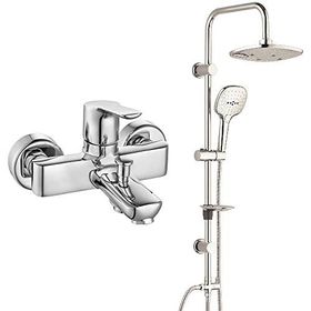 E.C.A Luna Banyo Bataryası ve T-May Paslanmaz Krom Banyo Ayvacık Elips Tepe Duş Takımı Seti