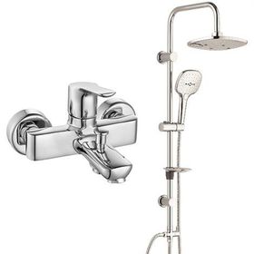 E.C.A Luna Banyo Bataryası ve T-May Paslanmaz Krom Banyo Ayvacık Elips Tepe Duş Takımı Seti