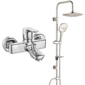 E.C.A Luna Banyo Bataryası ve T-May Paslanmaz Krom Banyo Ayvacık Elips Tepe Duş Takımı Seti