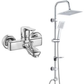 E.C.A Luna Banyo Bataryası ve T-May Paslanmaz Krom Banyo Çam Kare Tepe Duş Takımı Seti