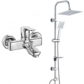 E.C.A Luna Banyo Bataryası ve T-May Paslanmaz Krom Banyo Çam Kare Tepe Duş Takımı Seti