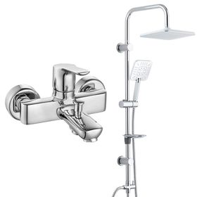 E.C.A Luna Banyo Bataryası+T-May Banyo Çamlıca Kare Tepe Paslanmaz Krom Duş Seti