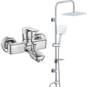 E.C.A Luna Banyo Bataryası+T-May Banyo Çamlıca Kare Tepe Paslanmaz Krom Duş Seti