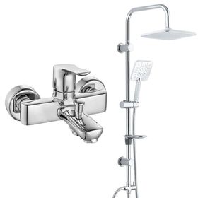 E.C.A Luna Banyo Bataryası+T-May Banyo Çamlıca Kare Tepe Paslanmaz Krom Duş Seti
