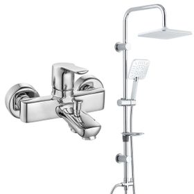 E.C.A Luna Banyo Bataryası+T-May Banyo Çamlıca Kare Tepe Paslanmaz Krom Duş Seti