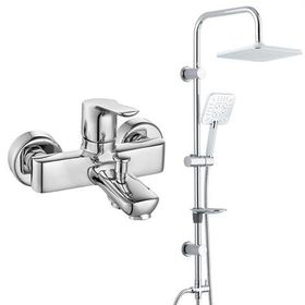 E.C.A Luna Banyo Bataryası+T-May Banyo Çamlıca Kare Tepe Paslanmaz Krom Duş Seti