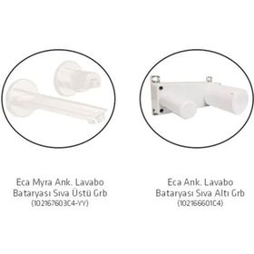 E.C.A Mat Beyaz 102167603c4-YY+102166601C4 Myra Ankastre Gömme Lavabo Bataryası Set