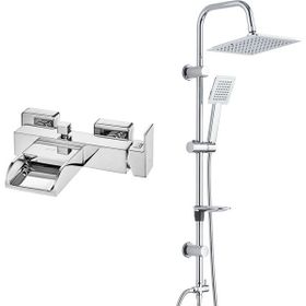 E.C.A Natura Banyo Bataryası ve T-May Paslanmaz Krom Banyo Çam Kare Tepe Duş Takımı Seti