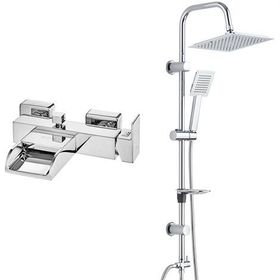 E.C.A Natura Banyo Bataryası ve T-May Paslanmaz Krom Banyo Çam Kare Tepe Duş Takımı Seti